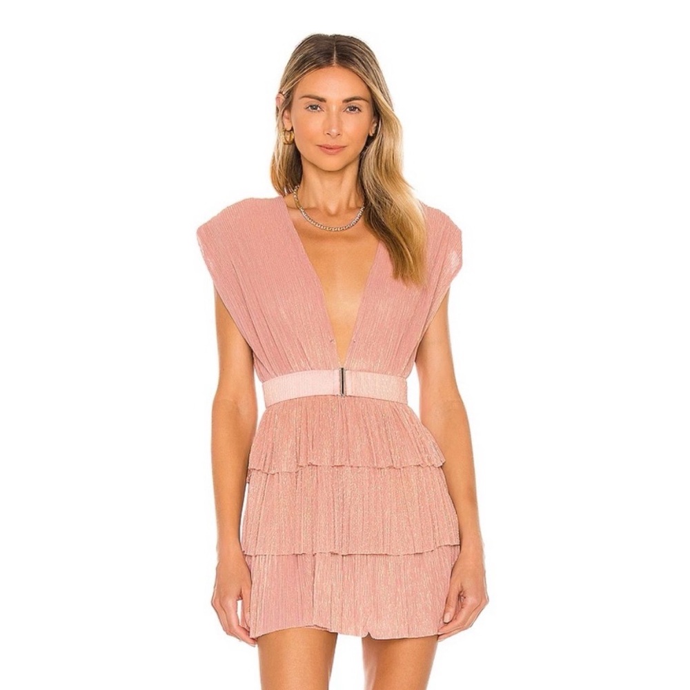 Sabina Musayev Blush Pink Tiered Mini Dress